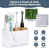 Support de brosses à dents en bambou en gros, 5 emplacements, organisateur de comptoir de salle de bain, support de rangement pour brosses à dents électriques pour la famille et l'hôtel