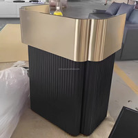 Comptoir de caisse de luxe noir cannelé pour boutique, table de réception moderne, comptoir de caisse OEM/ODM sur mesure, direct usine