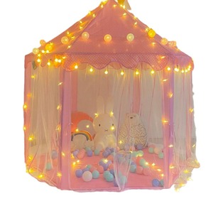 Tente de jeu hexagonale rose pour enfants, avec lumières, maison de jeu intérieure pour filles, maison de jeu portable, taille unique - Product Image 4