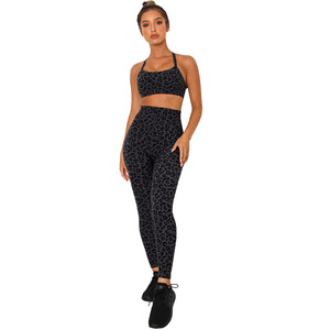 Conjuntos de Ropa Deportiva con Estampado de <span class=keywords><strong>Leopardo</strong></span>, Leggings de Yoga de Cintura Alta para <span class=keywords><strong>Mujer</strong></span>, Ropa Deportiva Activa, Conjunto de Leggings de Yoga - Product Image 1