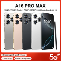 Nouveauté 2024 - Téléphone robuste I16 Pro Max 5G 7,3 pouces 16 Go + 1 To, appareil photo arrière 108 MP, LED, CDMA, LTE, Android 14, 120 Hz, 7000 mAh