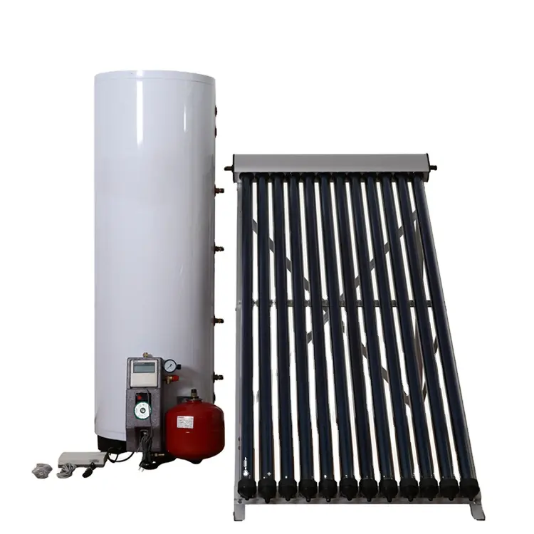 Sistema de calentador de agua solar dividido, 400 litros de presión, con bobinas de cobre doble y estación de trabajo