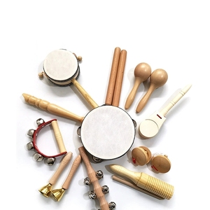 Ensemble complet d'instruments de percussion Orff en bois de hêtre naturel pour enfants, idéal pour l'entraînement rythmique préscolaire - Product Image 1