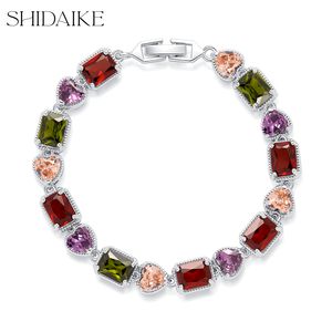 Đầy Màu sắc 18K vàng mạ Mặt đá quý Set hợp thời trang vòng đeo tay/Bangles với Zircon Brass/vật liệu đồng quà tặng đồ trang sức - Product Image 1