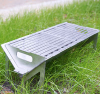 Poêle à bois de camping extérieur en acier inoxydable Portable BBQ Grill Type de carte Pliant Poêle à bois Taille moyenne