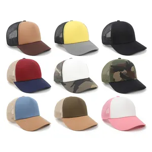 โลโก้ที่กําหนดเองมเปล่า Trucker หมวก 5 แผงตาข่ายฤดูร้อนเบสบอลหมวกสามโทนกลางแจ้ง Gorras Man Sasquette