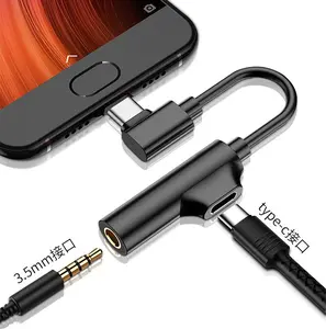 90 degree right angle USB C to 3.5mm headphone audio/charging/calling/music 2in1 usb c adapter