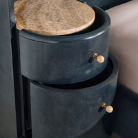 Meubles de luxe uniques en leur genre, chambre à coucher moderne, lit king size bleu avec tables de chevet intégrées