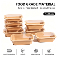 Boîte à emporter en papier kraft de qualité alimentaire jetable, octogonale avec coins arrondis, avec couvercle transparent ; boîte à sushi vendue en vrac