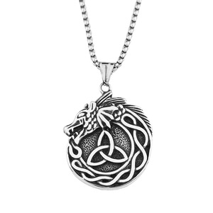 Yunnique – collier avec pendentif Dragon en acier inoxydable pour hommes, Design nordique Viking, chaîne ronde, bijoux cadeau - Product Image 5
