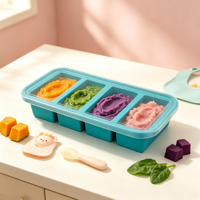 Bac à glaçons en silicone réutilisable à 8 compartiments et boîte de rangement pour congélateur avec couvercles - Logo personnalisé, tailles personnalisées - Pour aliments pour bébés