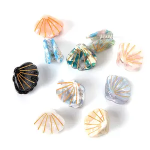 Corée Coloré Shell Forme Marbre Pince À Cheveux Barrette Crabe Cheveux Griffes Mini Acétate Cheveux Griffe Pour Femmes Fille