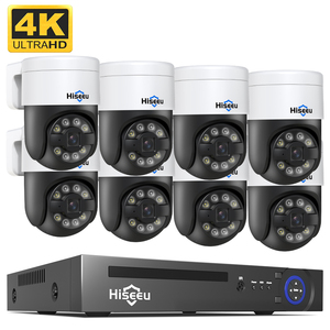 Kit de Detección Facial Hiseeu 8MP 8 Poe NVR con Audio Bidireccional, Cámara PTZ para Exteriores, Sistema de Seguridad 4K 8PK-8HD918 - Product Image 1