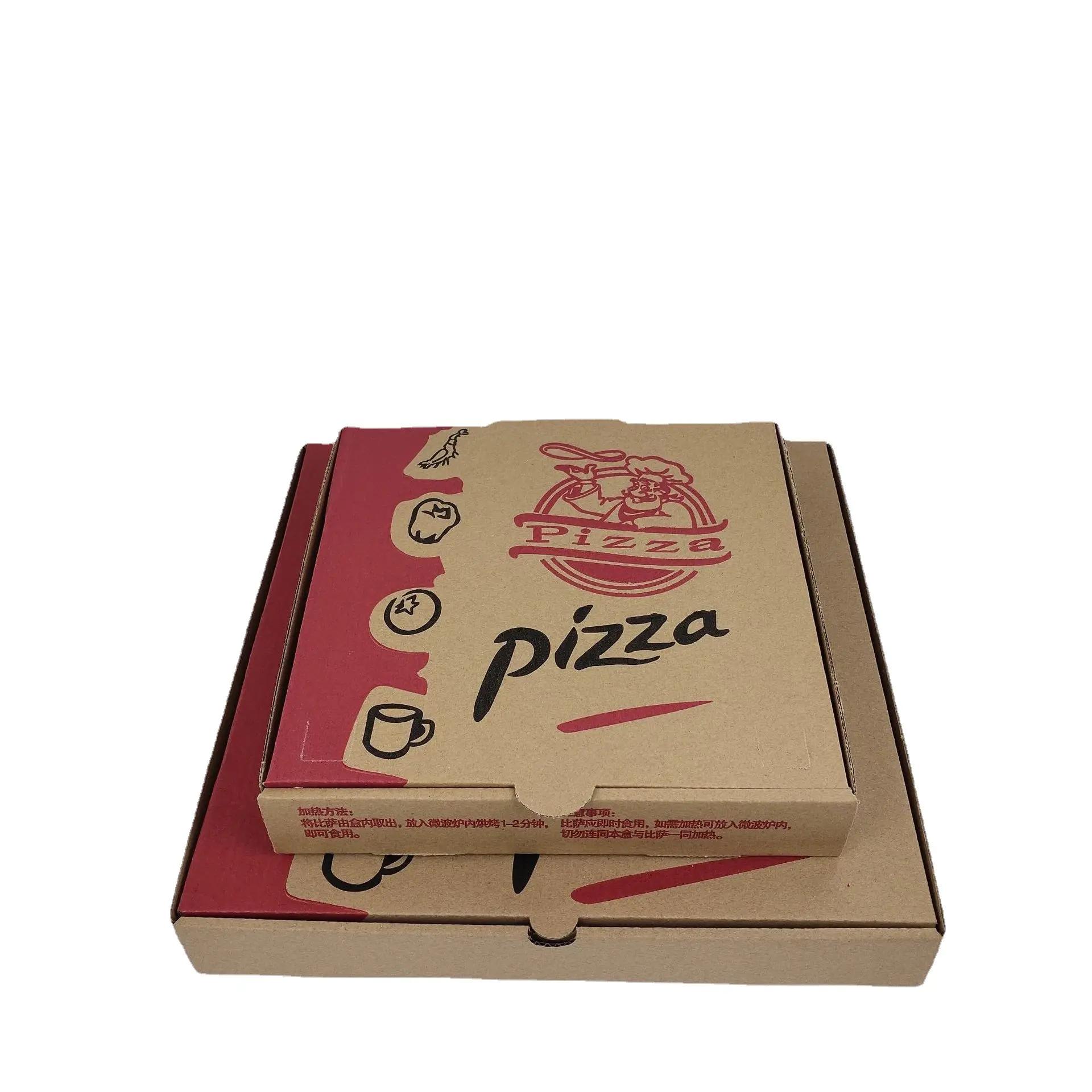 Caixa barata de pizza por atacado com alta qualidade personalizada seu próprio logotipo <span class=keywords><strong>papel</strong></span> de entrega portátil caixa de pizza