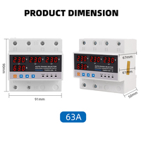 Conmutador de Transferencia Automática Selector de Fase Protector de Voltaje 63A 100A Limitador de Corriente Suministro Ininterrumpido 220V Tipo Corriente AC
