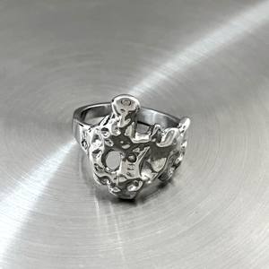VAF único diseño Irregular licuado Anillo Bumpy Anillo De Licuefaccion Irregular De diseño Unico <span class=keywords><strong>Desigual</strong></span> Anillo De acero inoxidable - Product Image 3