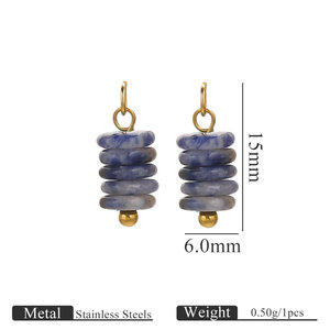 จี้หินธรรมชาติรูปแผ่นดิสก์เชื่อมต่อ |   จี้ห่วงสแตนเลสสตีลชุบทอง 18K PVD ประดับอัญมณี สำหรับทำเครื่องประดับ DIY - Product Image 6