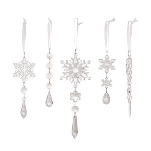 5 pièces bande de glace Transparent bord de glace acrylique clair flocon de neige pendentifs d'arbre de noël - Product Image 6