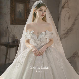 2025 nuovo stile Vintage abito da ballo abito da sposa favola con spalle scoperte abito da sposa pesante strascico lungo di alta qualità - Product Image 5