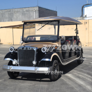 Voiture électrique de tourisme vintage 8 places noir et or, certifiée CE, pour hôtels, centres de villégiature, mariages et parcs - Product Image 3