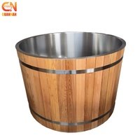 Baignoire Spa Ronde en Cèdre Rouge pour Hôtel et Resort, pour une Personne, avec Intérieur en Acier Inoxydable 304 – Vente en Gros