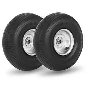 10 inch 4.10/3.50-4 Pneumatic Rubber Garden Cart Replacement Tire and Wheel for Hand Truck Trolley Dolly Garden Wagon