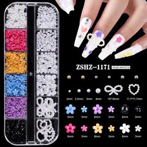 Ornements pour ongles en résine colorée, diamants cassés, diamants à fond plat, diamants ronds japonais, ornementés de mélanges dorés, simples et tridimensionnels. - Product Image 4