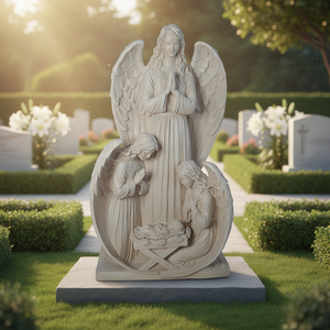 KW Molded European Style Angels Adoring Baby Jesus Nativity <b>Statue</b>-White Resin Sculpture Eco-Friendly <b>Religious</b> Christmas Decor - Product Image 5