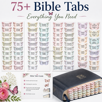 Onglets de Bible personnalisés, 80 pièces, design botanique minimaliste, 350 g/m², onglets d'indexation de Bible laminés mats pour journalisation biblique, OEM