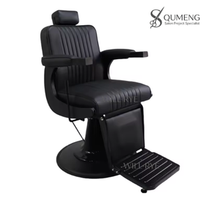 Fauteuil de coiffure inclinable QUMENG noir intégral avec pompe hydraulique robuste, rotation, pour salon de coiffure moderne et barbier - Product Image 6