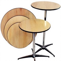 Table de bar moderne en contreplaqué durable et écologique de 24 pouces de diamètre et 30 pouces de hauteur pour usage commercial dans les hôtels, les mariages et les fêtes