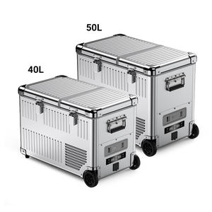 Refrigerador Portátil para Automóvil de Aleación de Aluminio con Ajuste de <span class=keywords><strong>Temperatura</strong></span> de Doble Zona de 40L-50L con Batería y Asas Opcionales - Product Image 1