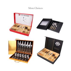 Couverts en acier inoxydable, 24 pièces, couverts de mariage en or, ensemble de cuillères de 24 pièces, couverts pour la maison - Product Image 1