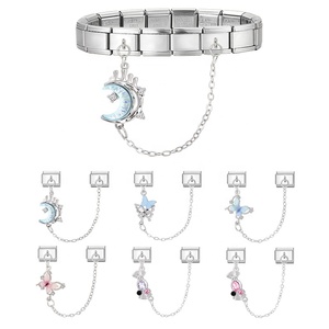 Accessoires en acier inoxydable pour chaîne à double maillon, connectables, DIY, style italien, créatifs, personnalisés, modulaires, motif papillon - Product Image 5