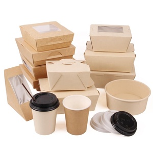 New style take away box PLA paper packaging biodegradables bamboo pulp paper box