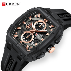 CURREN 8488 Orologi da Uomo di Lusso, Orologio da Polso al Quarzo Quadrato, Impermeabile, Luminoso, Cronografo con Data - Product Image 3