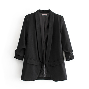 Robe décontractée pour <span class=keywords><strong>femme</strong></span> avec drapé multicolore automne nouveau blazer à motif solide <span class=keywords><strong>manteau</strong></span> polyvalent et populaire - Product Image 3