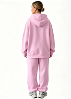 Ensemble de survêtement décontracté pour femme avec logo personnalisé, sweat à capuche oversize et pantalon ample à jambes larges