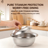Mangkuk Salad Sup Pesta Ramah Lingkungan Berbahan Titanium Murni Dengan Dinding Ganda, Ringan, Tidak Beracun, Tahan Panas, Aman Untuk Mesin Cuci Piring.