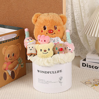 Buket Boneka Genggam Warna Kuning Krim, Beruang Wisuda dalam Pot, Beruang Mentega, Hadiah Festival, Ulang Tahun Sahabat Terbaik, Tanabata, Jaring Sutra