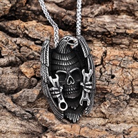 Collar con colgante de acero inoxidable para hombre y niño, con llave de calavera de águila, para motociclista, Rock Roll, listo para enviar