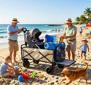 Chariots de camping portables haut de gamme pour l'aventure en plein air, chariots utilitaires pliables robustes avec roues tout-terrain - Product Image 5