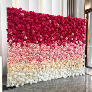 Gradient 5D Fabric Base <b>Flower</b> <b>Wall</b> Backdrop Wedding Decoration Outdoor Event Scene Decor Faux <b>Flower</b> <b>Wall</b> - Product Image 3