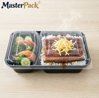 Contenants de préparation de repas jetables en PP à 2 compartiments, boîte bento noire pour plats à emporter et restauration