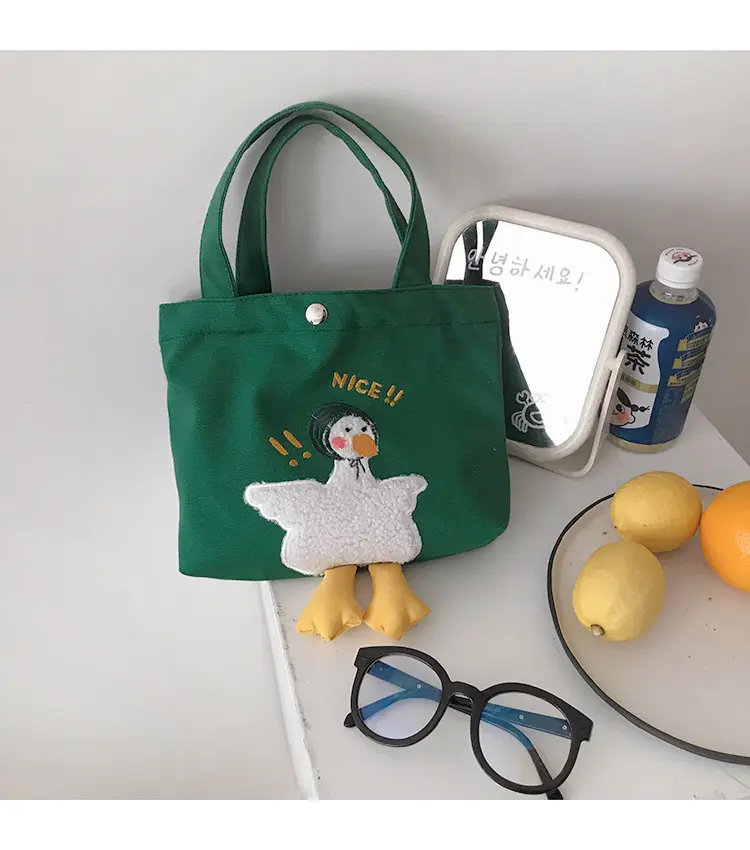 2022 Cute Ladies cotton Shopping Shoulder Bags cartoon fashion handbags Duck Canvas Designer Tote Bag For School Girl