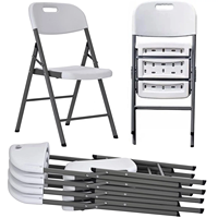Chaises Pliantes en Plastique Blanc HDPE, Robustes avec Capacité de Charge de 295 kg, Empilables et Portables, Idéales pour Réunions, Fêtes, et Locations Événementielles
