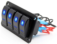 Xiamen sol Marina interruptor basculante de aluminio Panel 4 interruptores de palanca guión 5 Pin/de 2 retroiluminada por LED para el barco