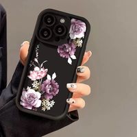 Coques de Téléphone Antichoc Luxe Fleurs pour iPhone 17 Air 16 15 Plus Pro Max 14 13 12 11 X – Housse de Protection Arrière Personnalisable avec Logo