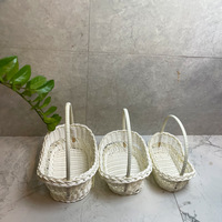 Panier tissé en PP blanc, boîte à bonbons, cadeau, accessoire de photographie florale, célébration de mariage, demoiselle d'honneur, rangement moderne et minimaliste