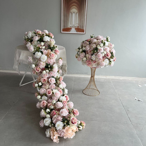 Arrangements de boules florales artificielles M14 OEM boules de fleurs de roses blanches roses centres de table en soie pour décoration de table de mariage - Product Image 5